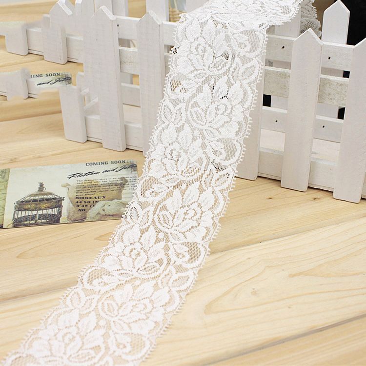 2019 Elastic Flower Lace Trim Hollow Out Stretch Fabric Lace