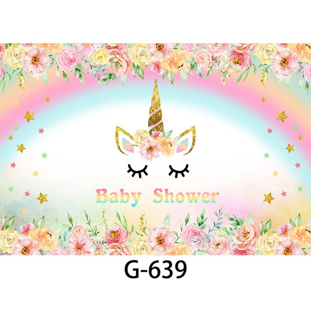 2020 Rainbow Unicorn Backdrops Baby Shower Props Printed Flowers