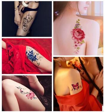 Flor pájaro calcomanía 1 unid mujeres falsas hombres DIY diseño del tatuaje del arte de henna Flor pájaro calcomanía 1 unid mujeres falsas hombres DIY diseño del tatuaje del arte de henna