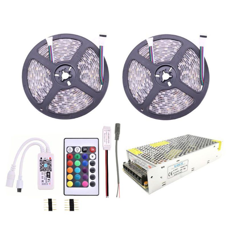 5m 10m WIFI LED Strip Kit RGBW RGBWW 60L/M Tira Luces SMD 5050 DC 12