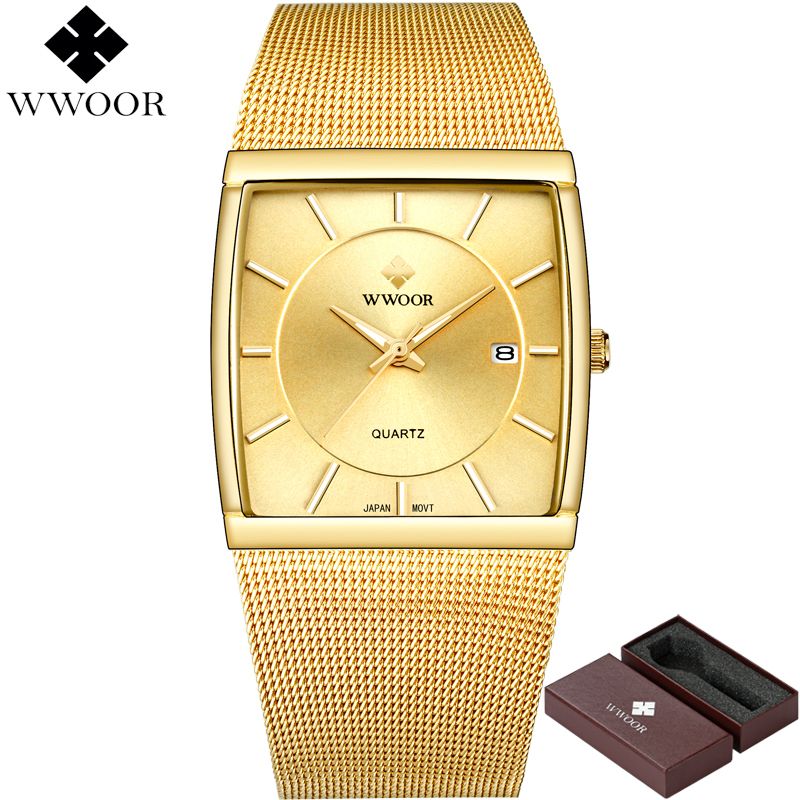 Wwoor Watch Men Quartz Waterproof Square Clock Mens Watches Brand Luxury Stainless Steel Gold Male Wrist Watch Relogio Masculino Y1892111 Cheap Luxury Watches Cheap Branded Watches From Zhengrui02 22 15 Dhgate Com