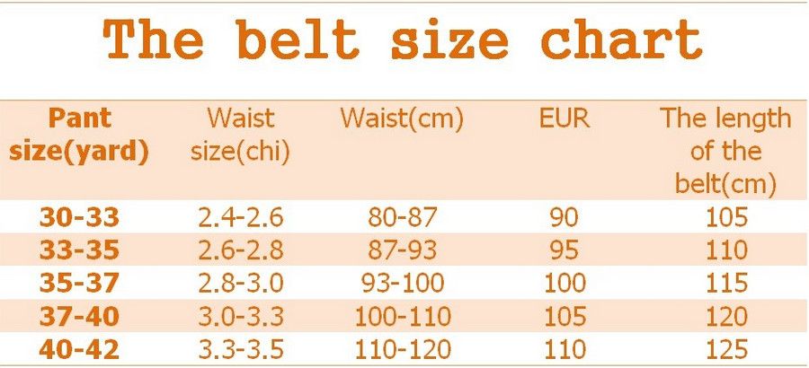 Car Belt Size Chart