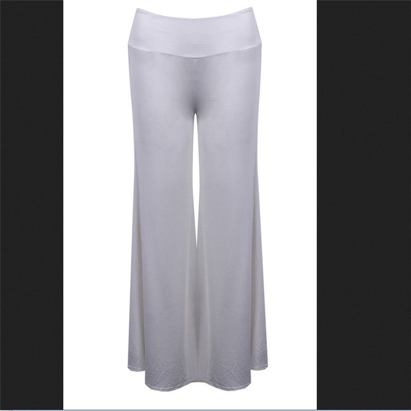 NEW LADIES WIDE LENG LONG PLAIN PALAZZO TROUSERS SUMMER PANTS UK 8-26