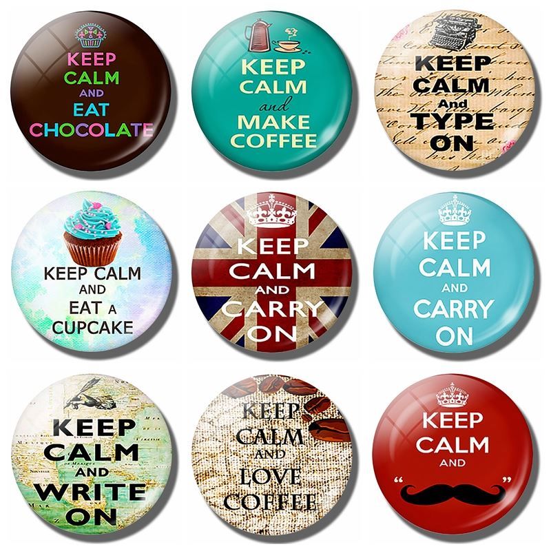 1o Pcs Keep Calm And Carry On Quotes 30 Mm Fridge Magnet Cat Pet