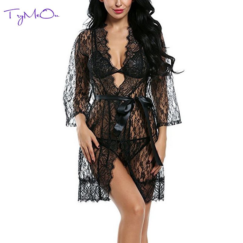 encaje sexy vestido de noche Creamlin vestido de baño kimono Vestido de seda