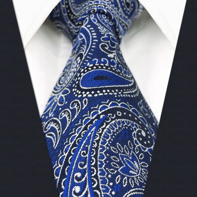 Cravate classique en soie pour homme noir bleu Paisley cravate de mode...