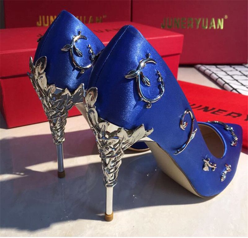 royal blue satin heels