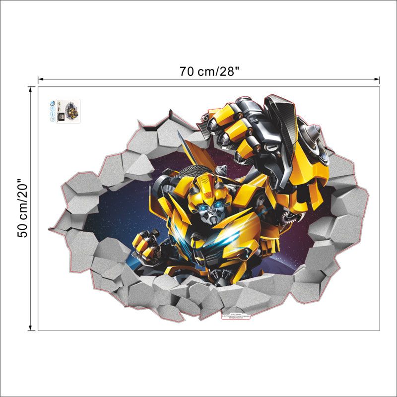 Cartoon Movie Transformers Bumblebee Wall Sticker For Boys Kids