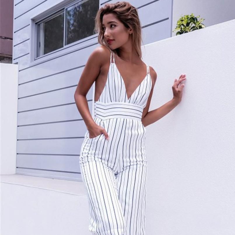 vertical striped jumpsuit