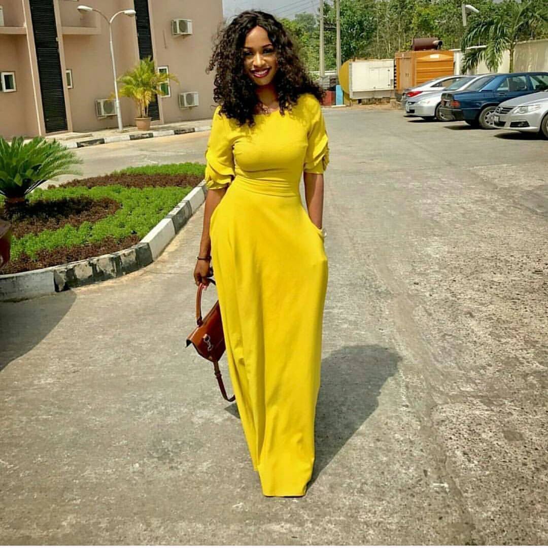 yellow ankle length dress