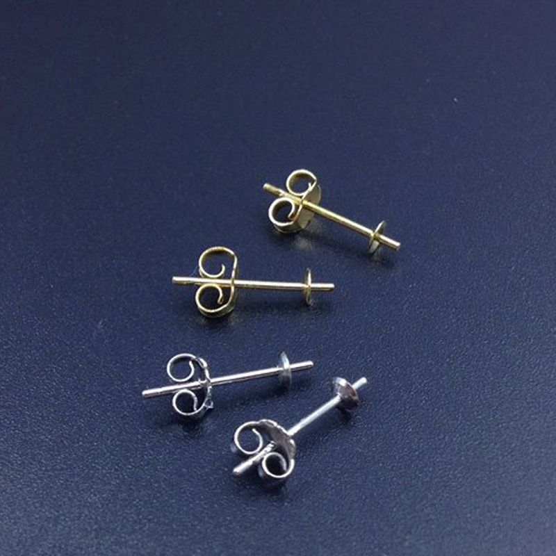 925 Sterling Silver CUPPED Ear Studs Earring Pins Posts Jewellery DIY Findings