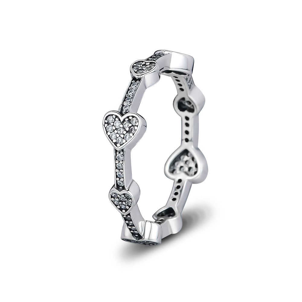Compatibile con anello gioielli Pandora argento Anelli di cuori allettanti con CZ 100% 925 gioielli in argento sterling all'ingrosso fai da te per le donne