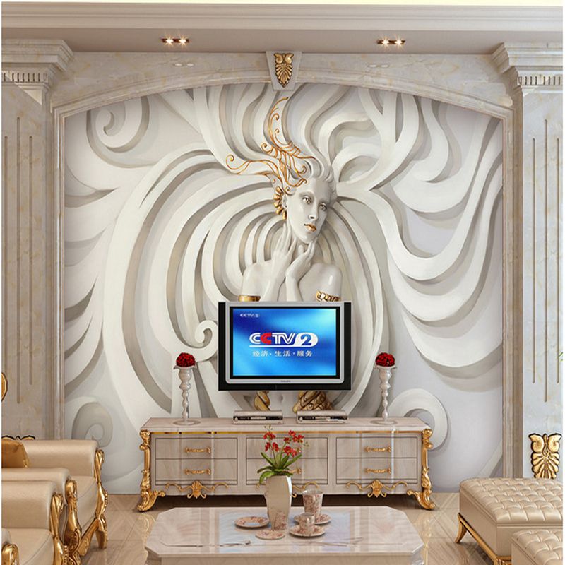 Custom Relief Sculpture Beautiful Woman Photo Wall Paper 3d Mural