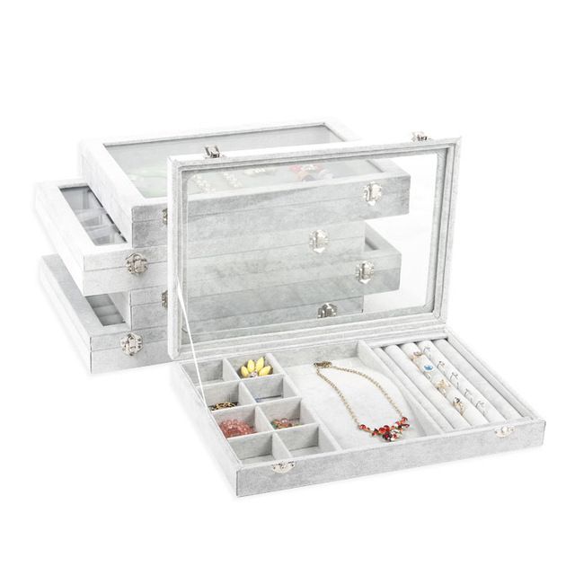 glass compartment jewellery box