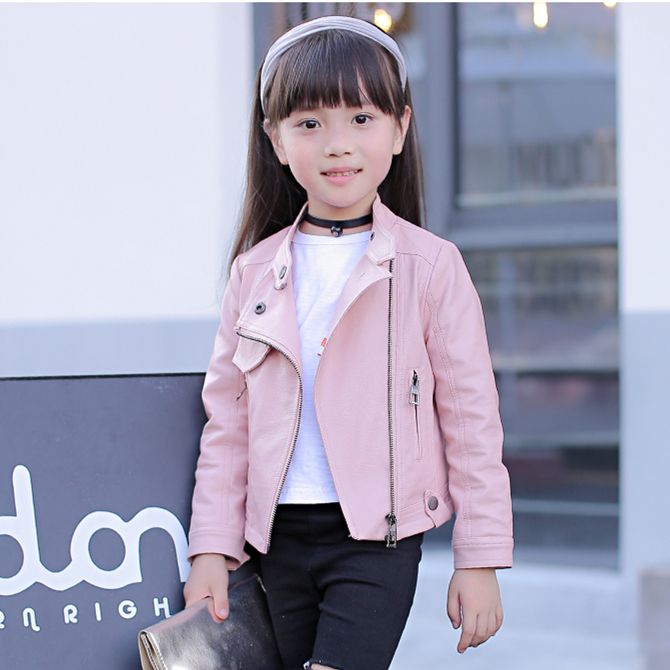 Ropa de niños Chaquetas niñas 2018 Niñas Abrigos y Ropa de niños Moda Niñas Chaqueta de cuero 3 colores 3-15Y