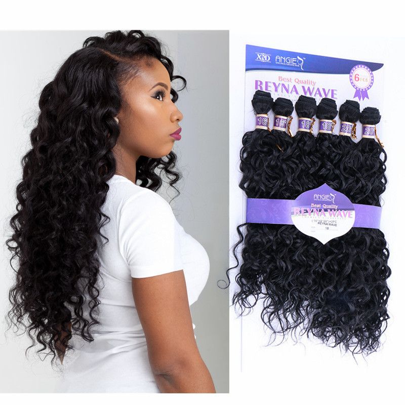 Natural water wave hair extension 6bundles/pack deep curly weave hair black brown kinky curly weave synthetic Hair weaving16-20 Natural water wave hair extension 6bundles/pack deep curly weave hair black brown kinky curly weave synthetic Hair weaving16-20