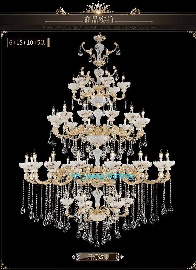 Grosshandel Moderne Grosste Kristallkronleuchter Multi Lichter Des Eingangsturleuchters Duplexhaus Hohe Deckenleuchter Kristalllampen Von