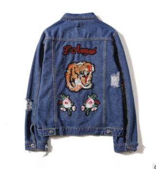 denim jacket tiger patch