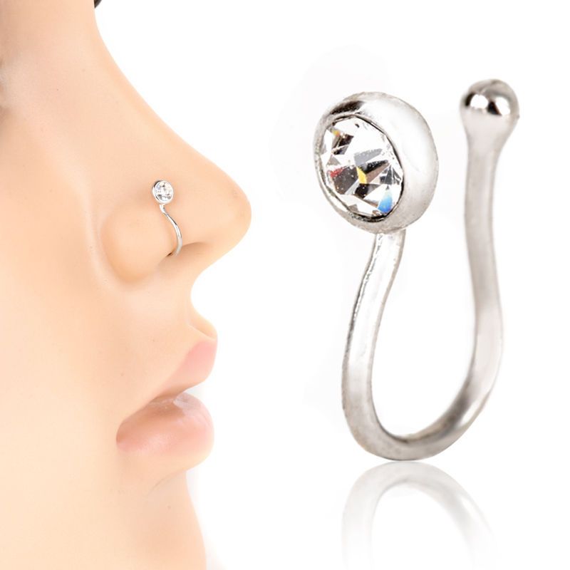 Moda Piercing Nariz Anillos Fake Septum Crystal Stud Hoop Clip Cuff Nariz Anillos Para Mujeres Body Moda Piercing Nariz Anillos Fake Septum Crystal Stud Hoop Clip Cuff Nariz Anillos Para Mujeres Body