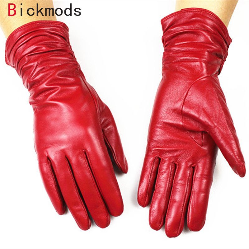 dark red leather gloves