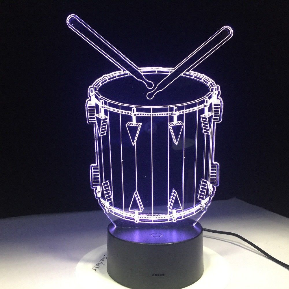 2020 Drum Set 3d Illusion Night Light Changing Touch Table Desk