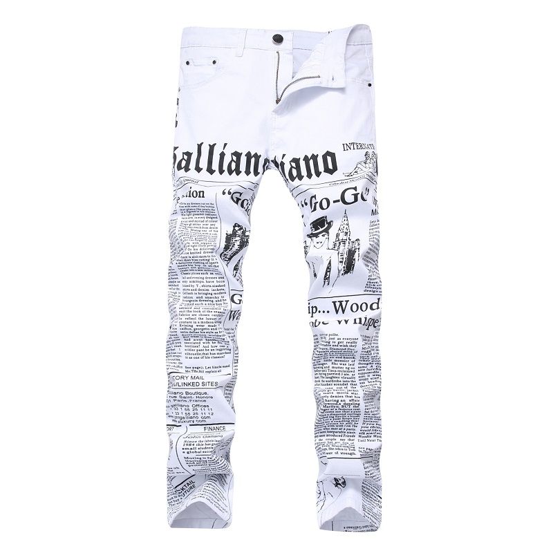Großhandel Herren Jeans Robin Art Hosen Englische Zeitung Printed Cotton Hohe Elastische Beiläufige Demin Hosen Für Verkauf Von Blueberry12, $46.96 Großhandel Herren Jeans Robin Art Hosen Englische Zeitung Printed Cotton Hohe Elastische Beiläufige Demin Hosen Für Verkauf Von Blueberry12, $46.96