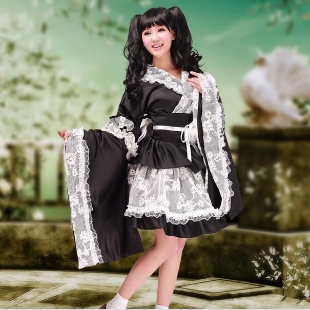 Traje de sirvienta japonesa Anime Halloween Cosplay Sexy Kimono Lolita  Vestido de mujer Traje de manga