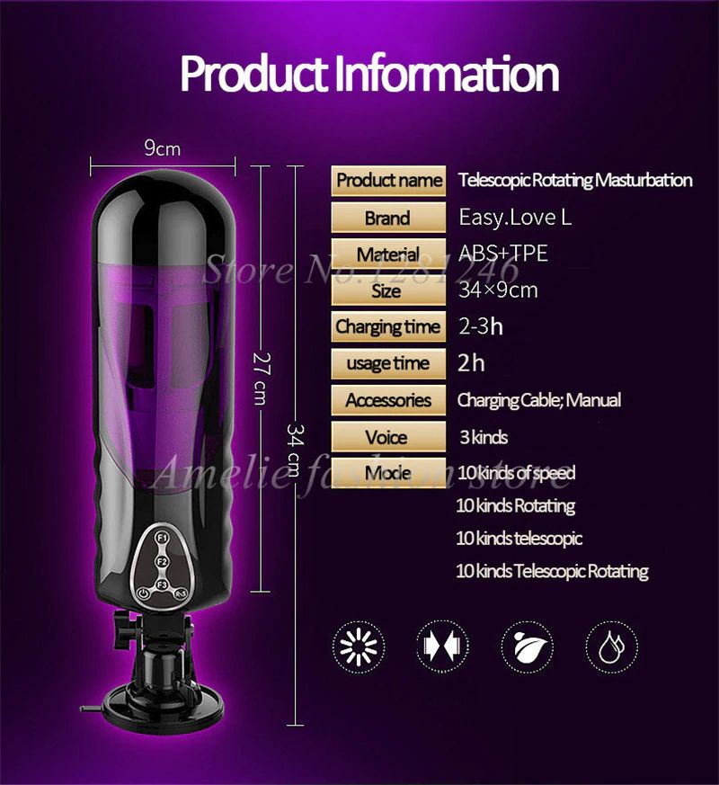 Men Electric Male Masturbator Cup Telescopic Rotation Automatic Voice Sex Machine Blowjob Oral Vibrator Hands Free