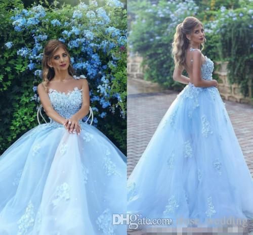 vestido de noiva azul simples