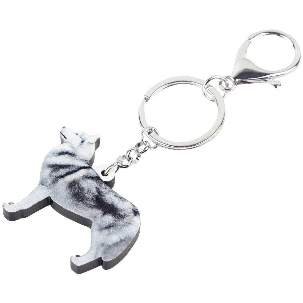 Weveni Acrylic Standing Siberian Husky Dog Key Chains Keychain