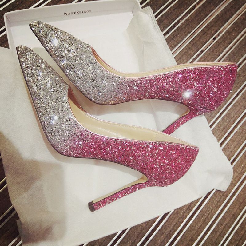 pink and silver shoes