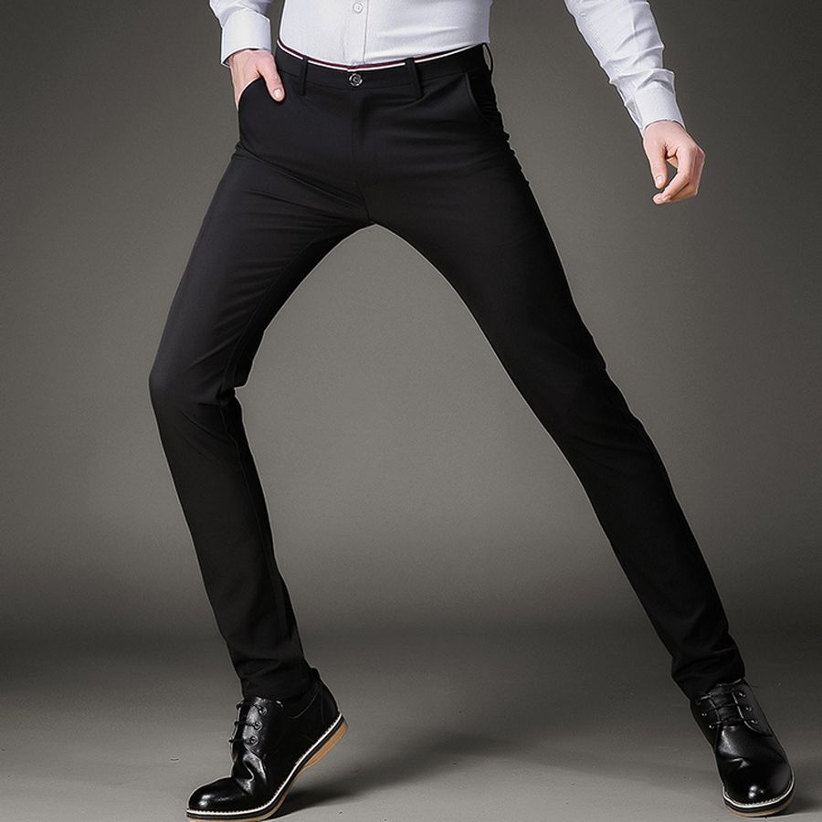 Fashion Skinny Casual Pants Men Stretch Business Office Formal