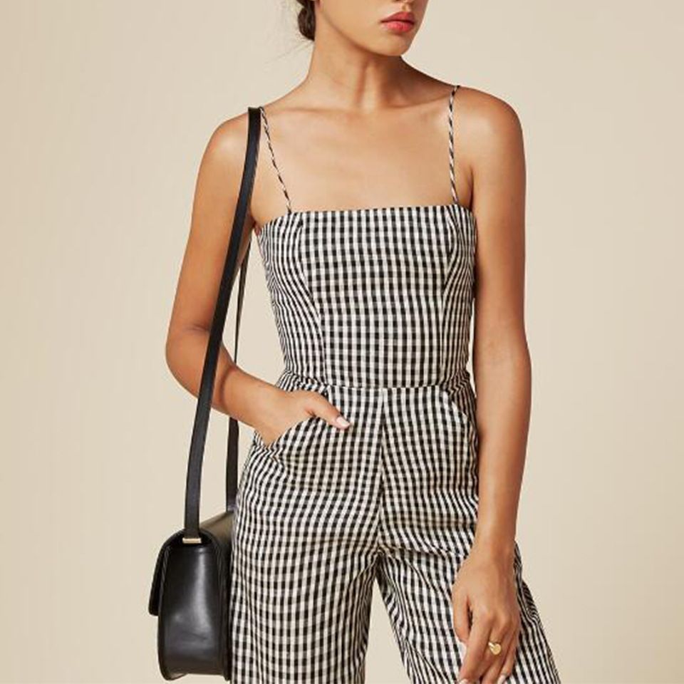 black and white checkered romper
