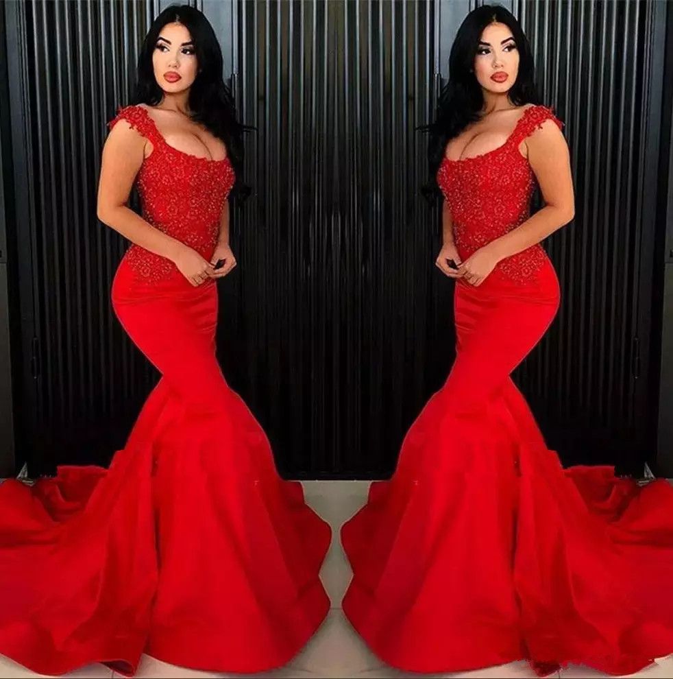 red slim fit prom dresses