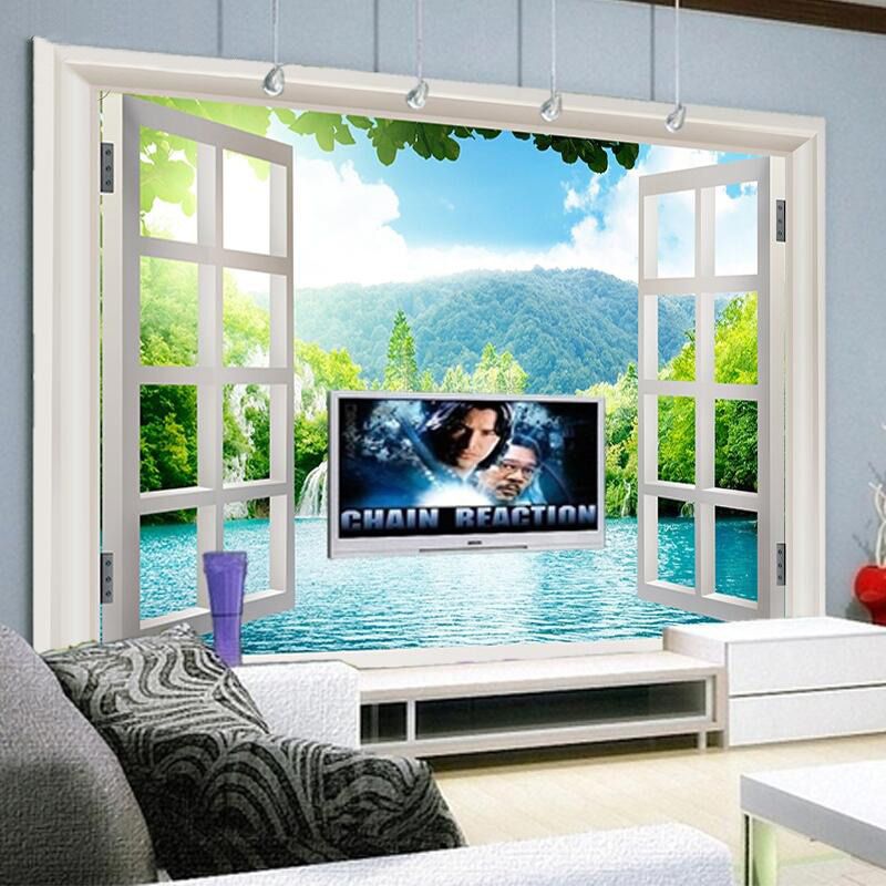 Grosshandel Benutzerdefinierte 3d Wandbild Tapete Fenster 3d Wasserfalle Wald Ansicht Kunstwand Wohnzimmer Schlafzimmer Flur Kinderzimmer Fototapete Von Andyhome168 28 25 Auf De Dhgate Com Dhgate