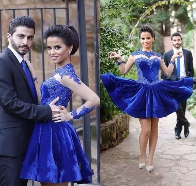 blue velvet cocktail dress