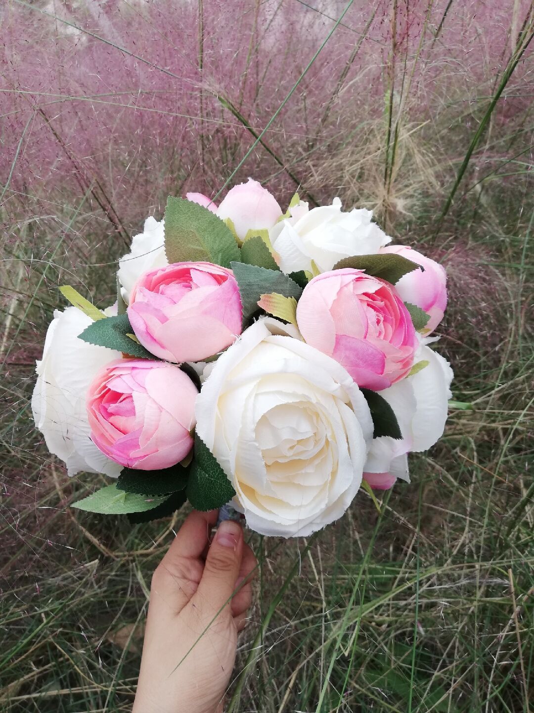 Acheter Bouquet De Mariée En Soie Rose Roses Ivoire Fleurs Sauvages Rustic Chic Mariage Demoiselle Dhonneur Accessoires De Mariage De Fleurs De