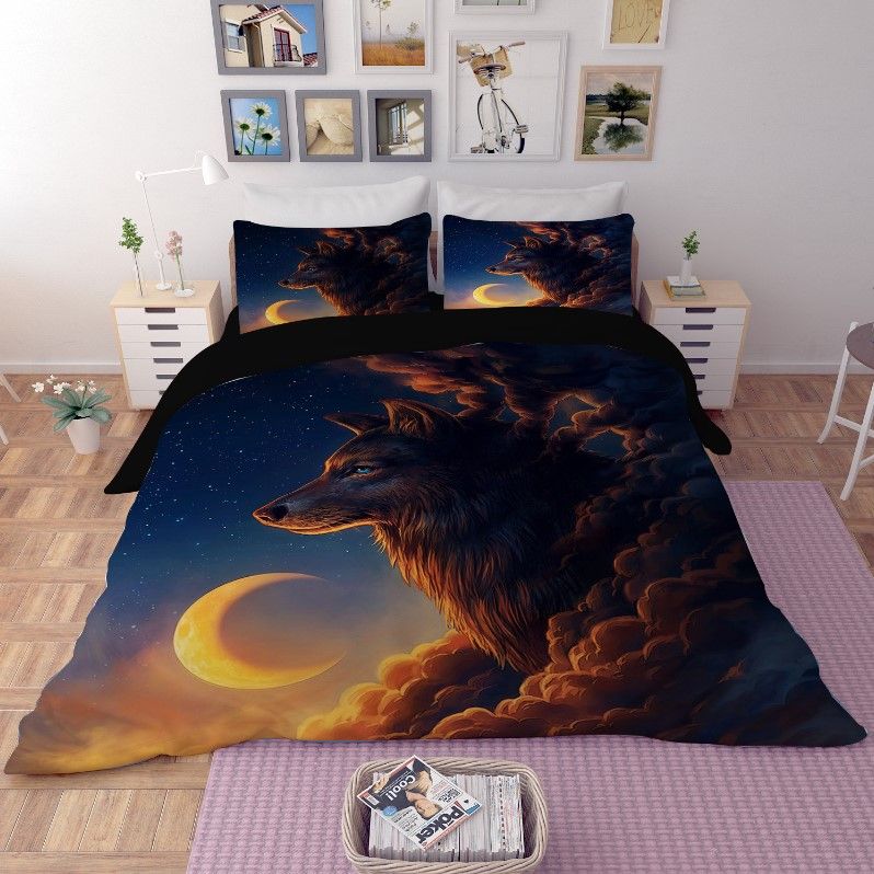Bedding Sets Animals Pattern Duvet Covers Polyester Printing Wolf