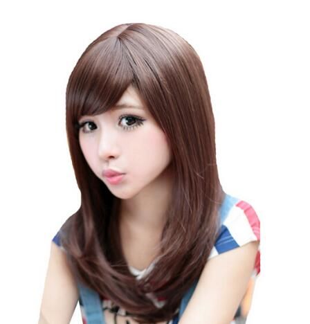 Women Beautiful Fashion Long Brown Hair Sexy Girl Cosplay Anime