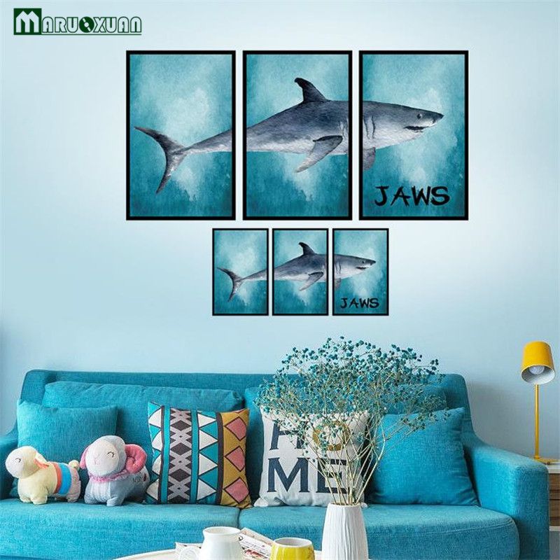 Maruoxuan New Animal Shark Photo Frame Picture Wall Stickers Home Decor Bedroom Living Room Background Wall Decoration Pvc Decal Cheap Vinyl Wall