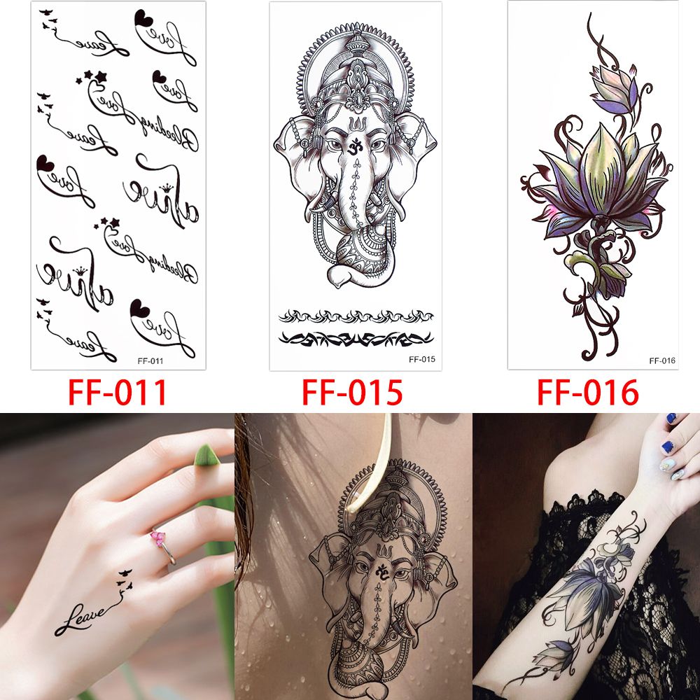 Acheter Glaryyears 3 Pièces Lettre Décalque Tatouage Temporaire Art De La Fleur De Lotus Doigt Du Poignet Art Pour Femmes Hommes Faux Autocollant De