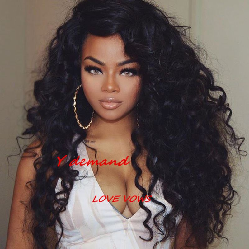 Black Long Curly Wig Curly Hair Hairpieces Women Heat Proof