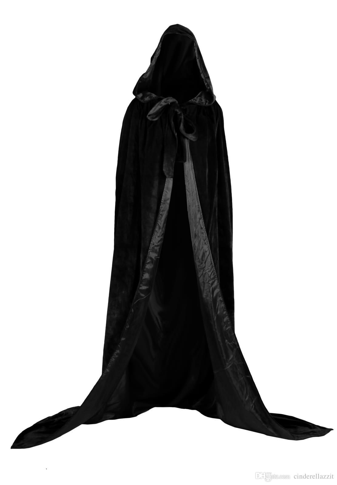 hot Gothic Hooded Velvet Cloak Gothic Wicca Robe Medieval Witchcraft Larp Cape