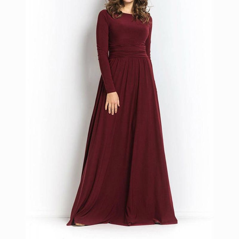 burgundy full length dress