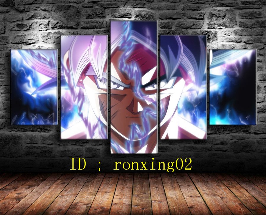 Goku, ultra instinto Dragon Ball Super, 5 piezas de decoración para el hogar, pintura de arte Goku, ultra instinto Dragon Ball Super, 5 piezas de decoración para el hogar, pintura de arte