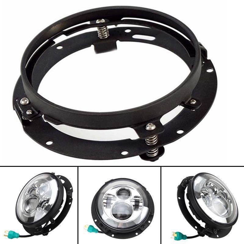 7" Round HID LED Headlight Black Mounting Ring Bracket Universal For Harley 7" Round HID LED Headlight Black Mounting Ring Bracket Universal For Harley