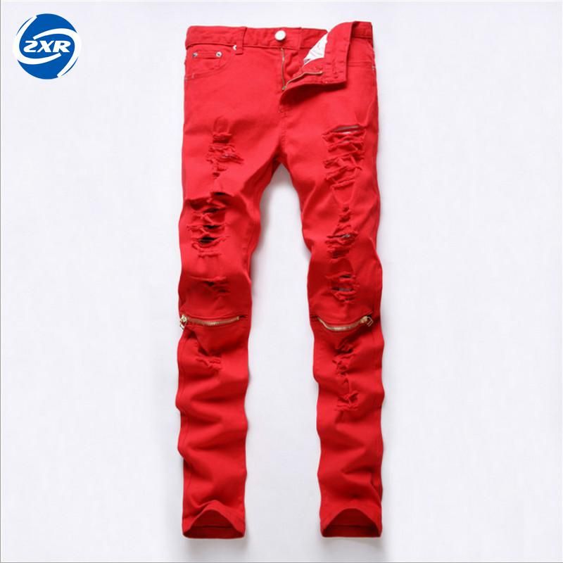 red slim fit jeans