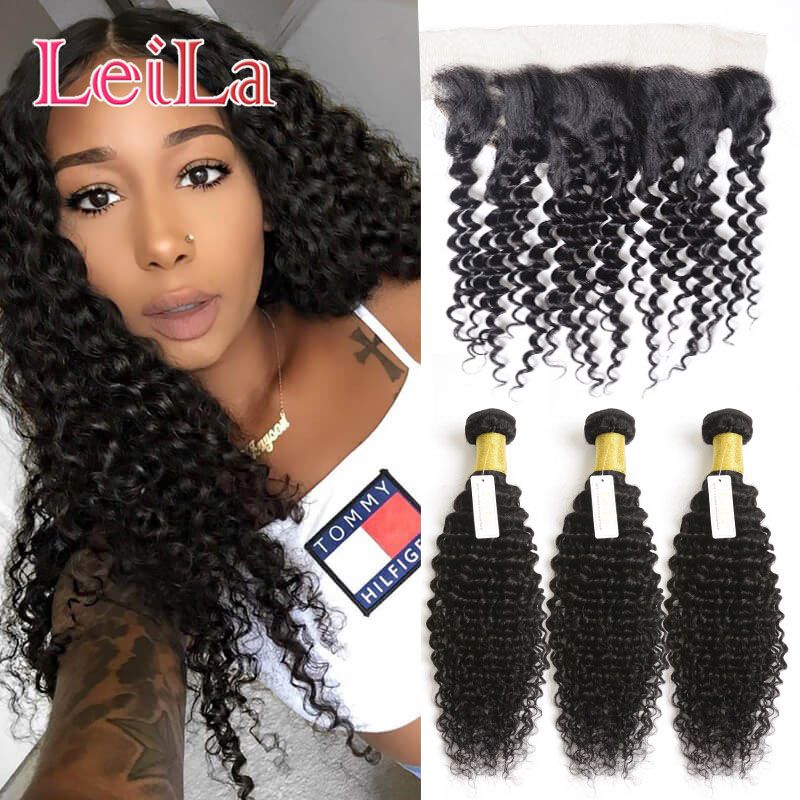 2019 Human Hair Extension Weft Brazilian Deep Wave Curly 3 Bundles