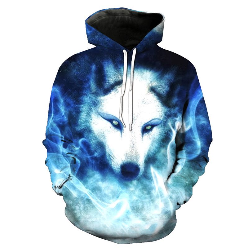wolf print moletom com capuz