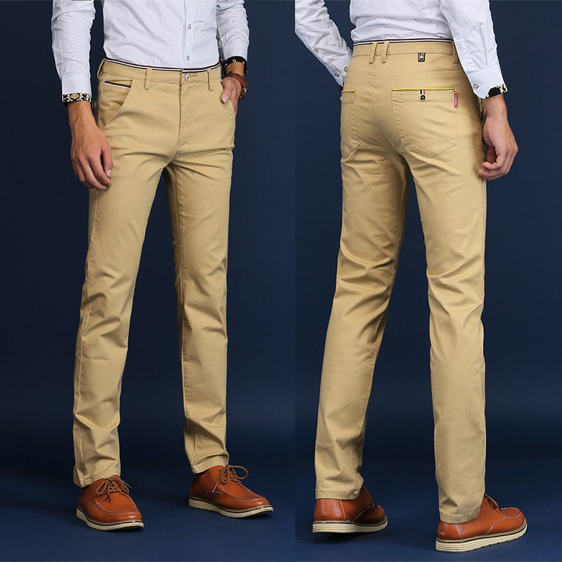 2020 marca pantalones casuales para hombres vestido de pantalón de muy  ajustados de traje con pantalones tren Hombre Pantalones de color caqui  pantalones de hombre de algodón de talla grande 38|mens khaki